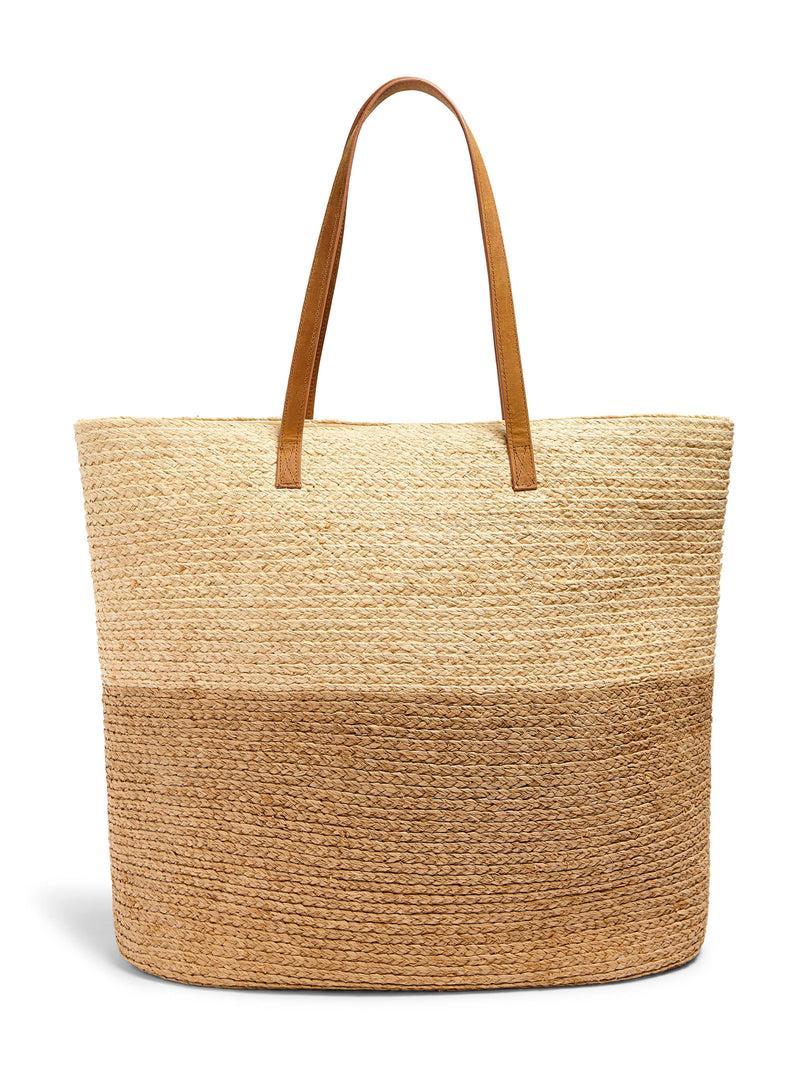 Raffia Colorblock Tote - Natural Product Image