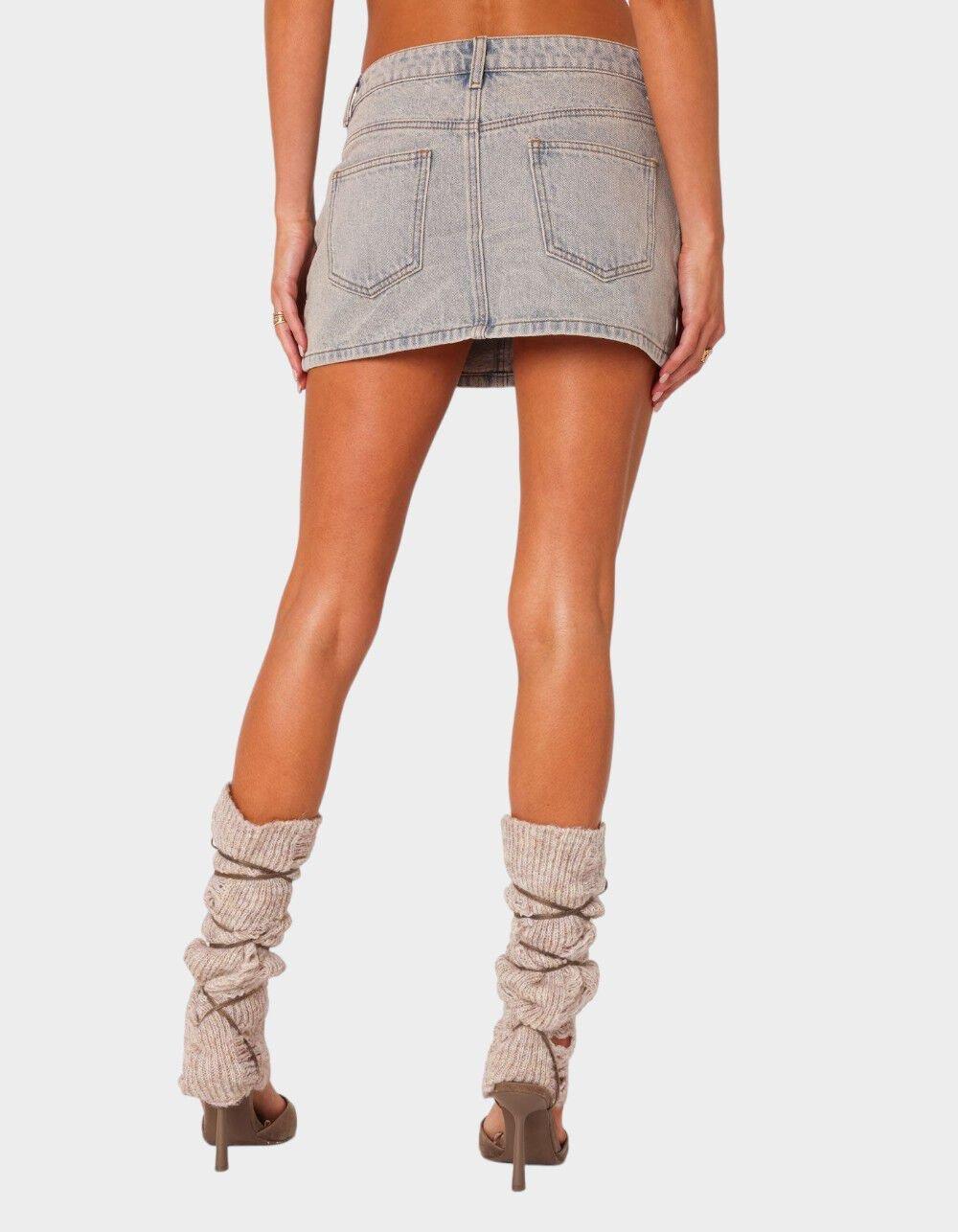 EDIKTED Vintage Washed Denim Mini Skirt Product Image