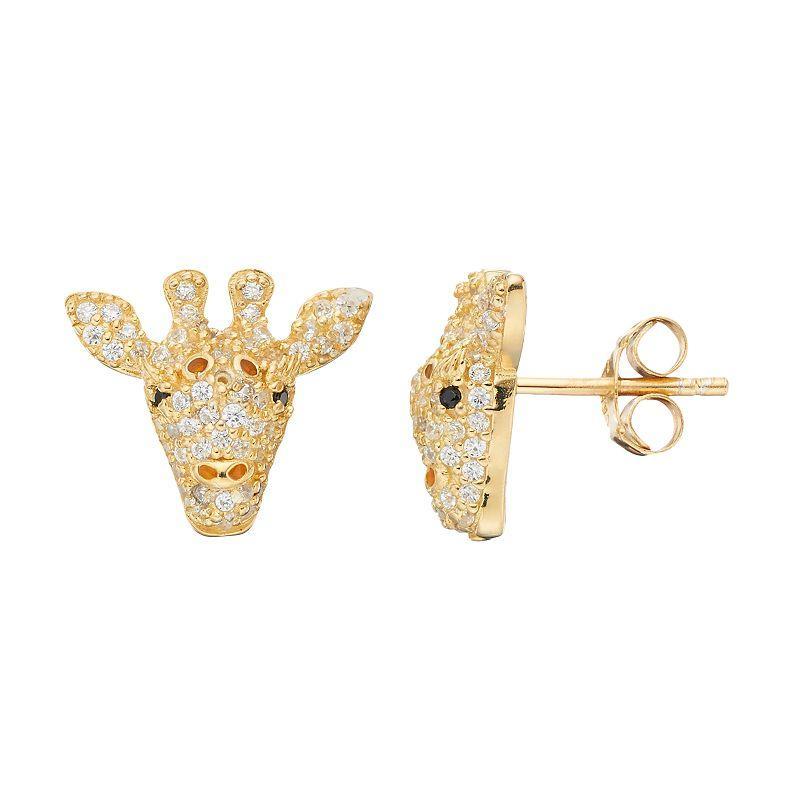 Sophie Miller14k Gold Over Silver Cubic Zirconia Giraffe Stud Earrings, Womens, White Product Image