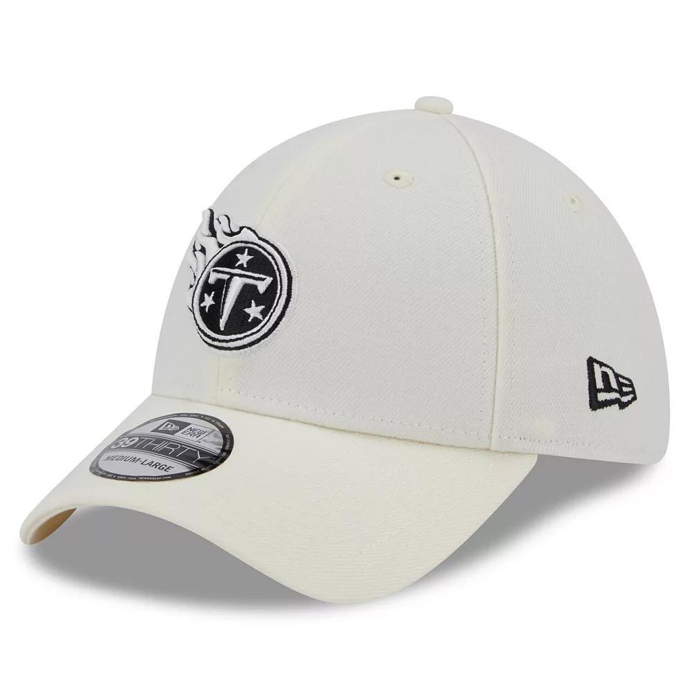 Men's New Era Cream Tennessee Titans Chrome Collection 39THIRTY Flex Hat, Size: Medium/Large, Beige Product Image