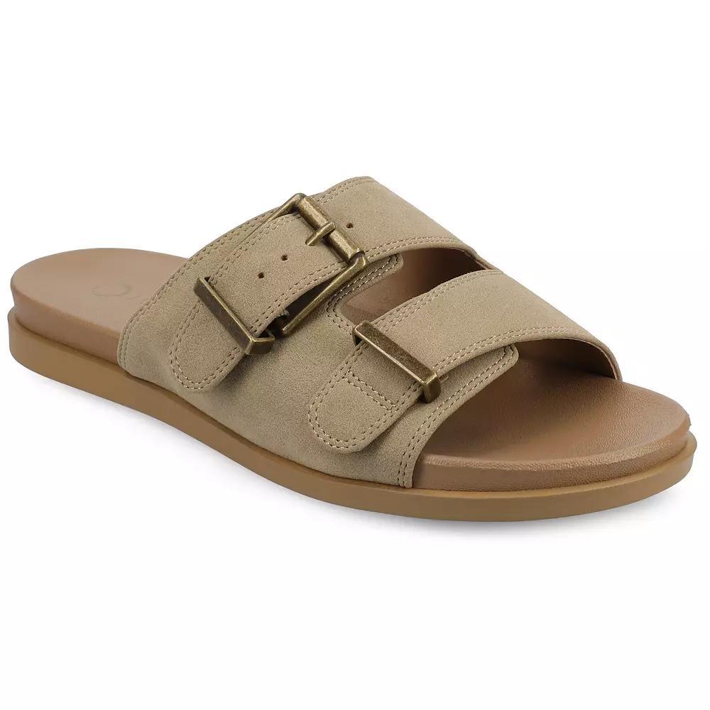 Journee Cosette Women's Double Strap Buckle Slip-On Flat Sandals, Size: 8.5, Brown Product Image