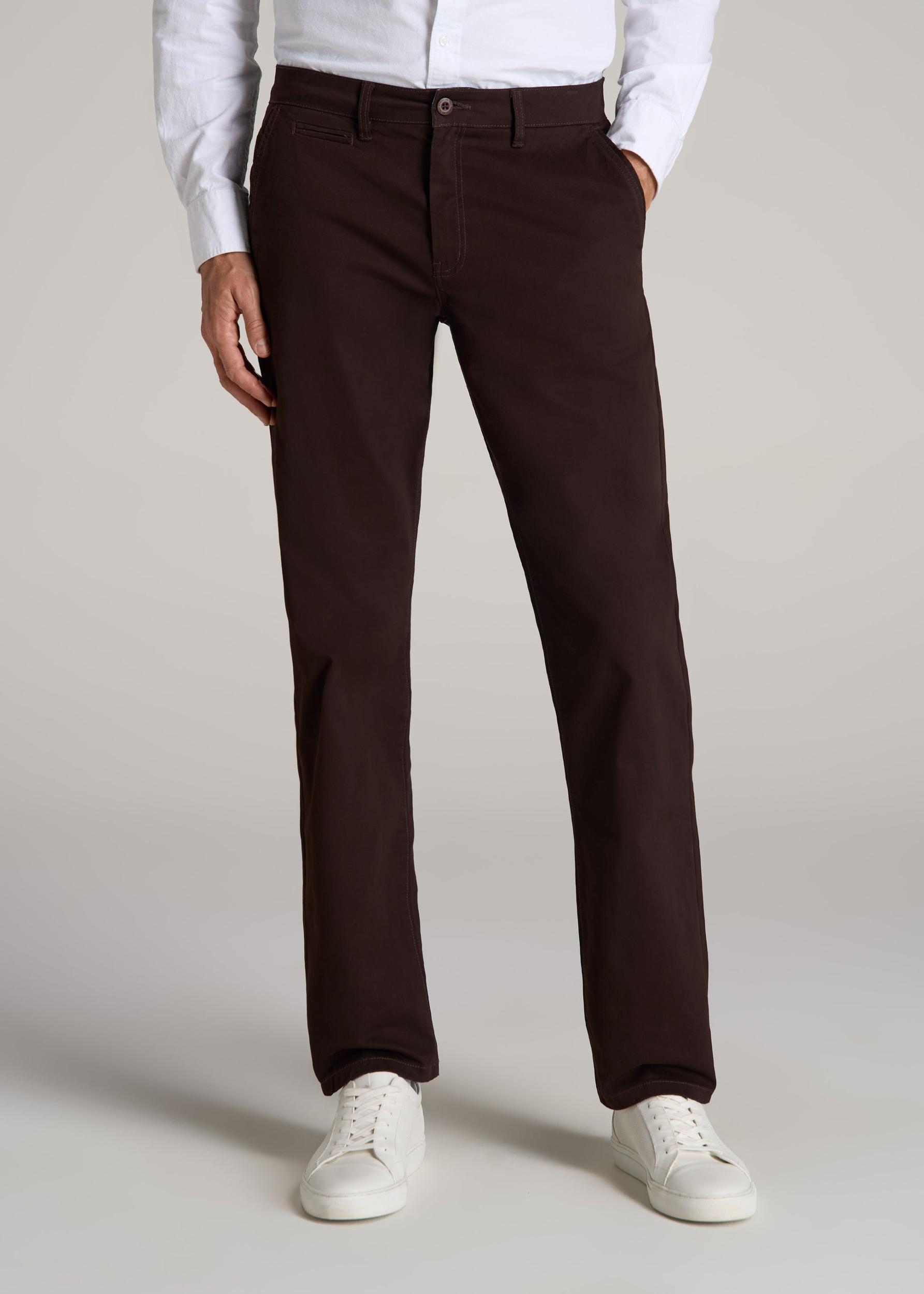 J1 STRAIGHT Leg Chinos for Tall Men in Chocolate Product Image
