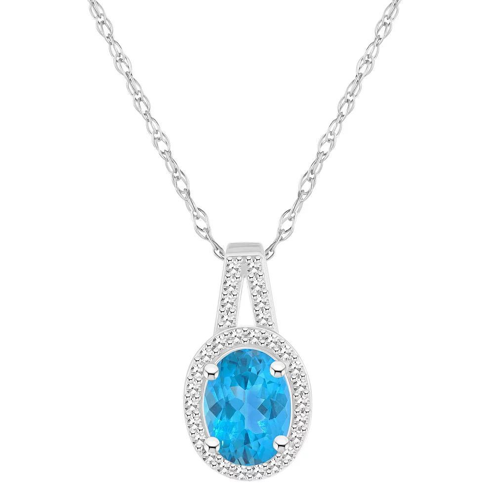 Celebration Gems Sterling Silver Gemstone & 1/7 Carat T.W. Diamond Halo Pendant Necklace, Women's, Size: 18", Purple Product Image