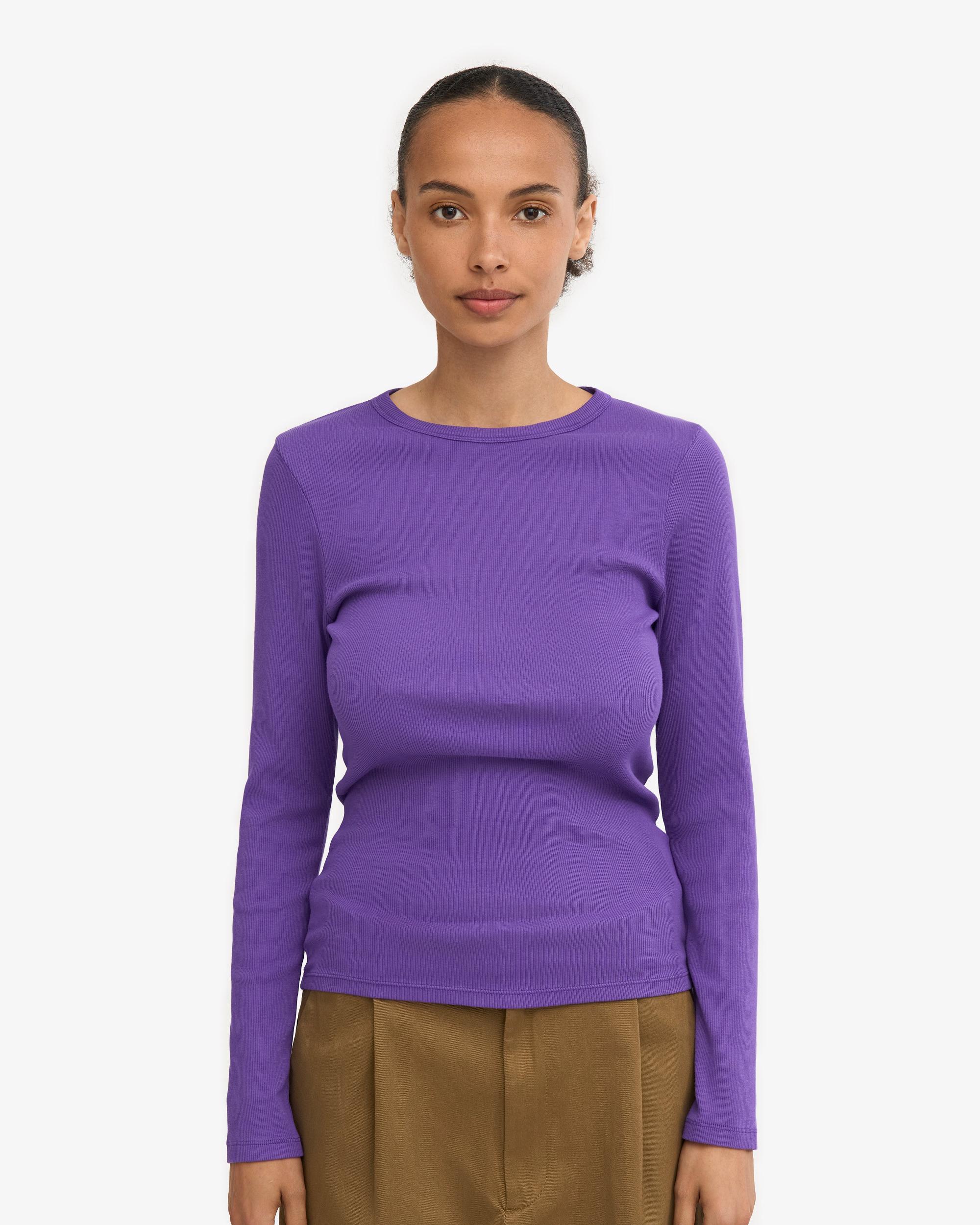 Women Organic Rib LS T-Shirt - Coffee Brown Product Image