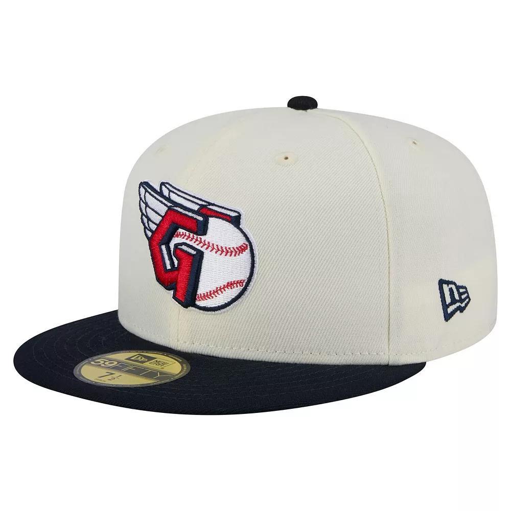Men's New Era Cream Cleveland Guardians Chrome 59FIFTY Fitted Hat, Size: 7 5/8, Grd Beige Product Image