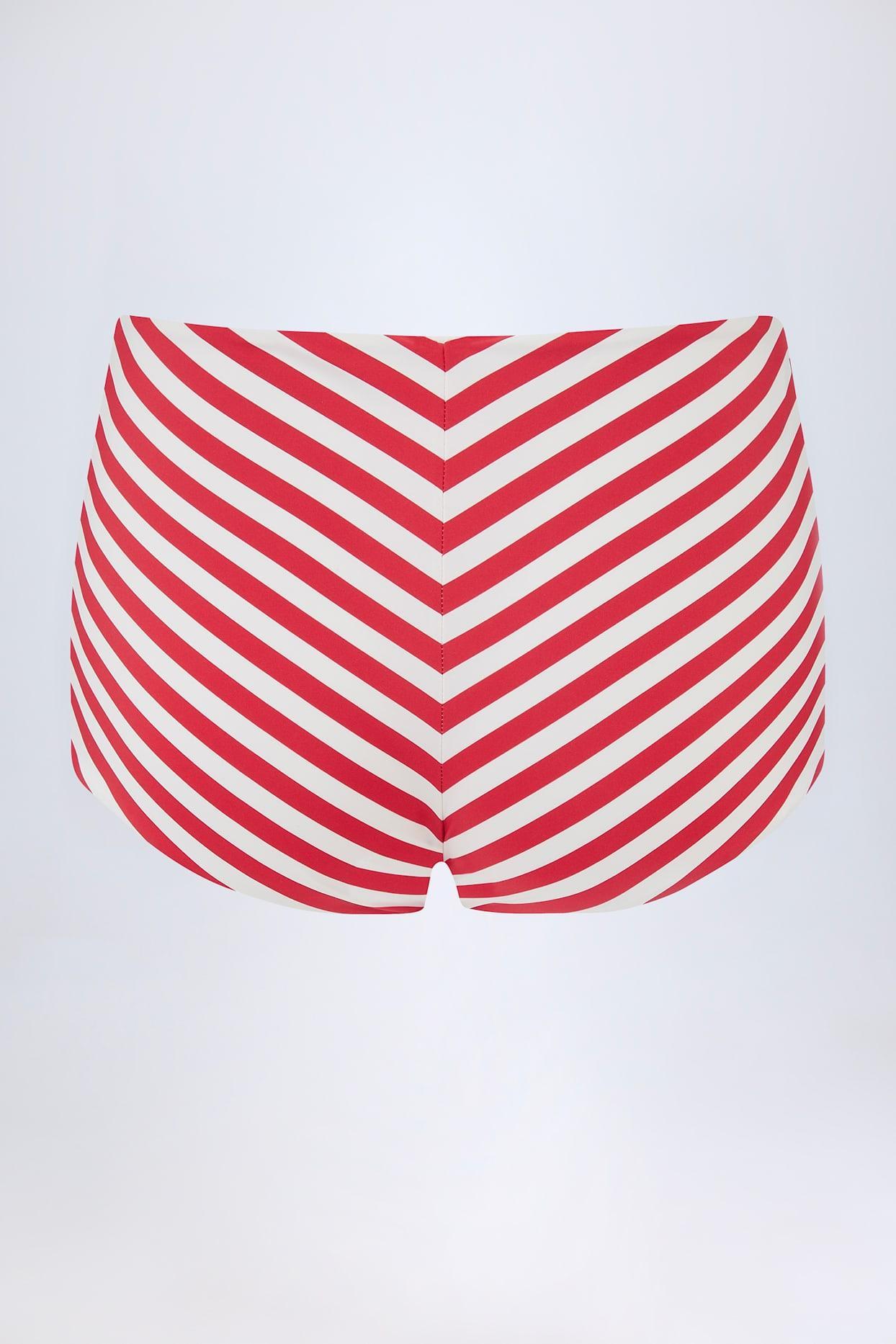 Mid-Rise Hotpants in Cherry Red Stripe Product Image