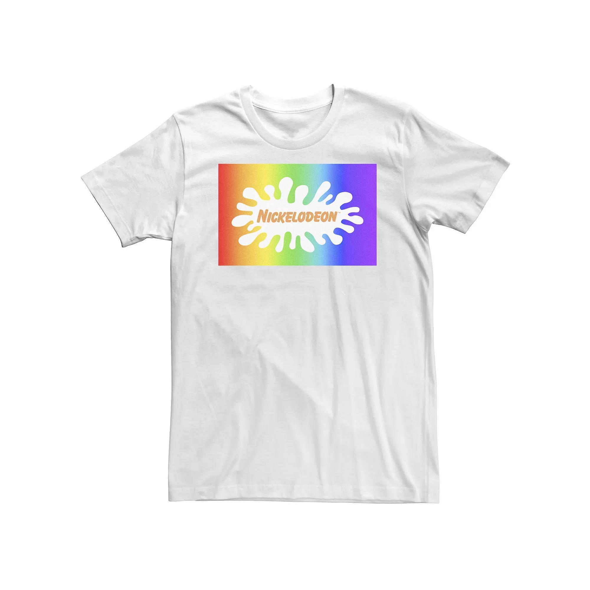 Big & Tall Nickelodeon Pride Rainbow Gradient Logo Tee, Men's, Size: XL Tall, White Product Image