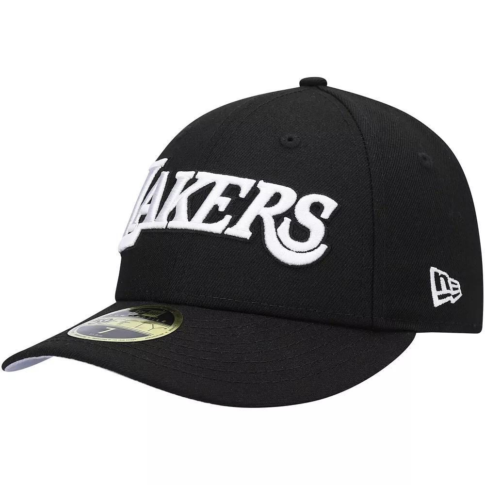 Men's New Era Black Los Angeles Lakers Team Logo Low Profile 59FIFTY Fitted Hat, Size: 7 3/4 Product Image