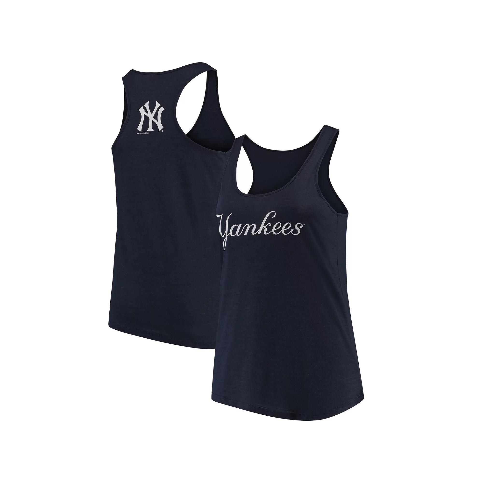 Womens Soft as a Grape New York Yankees Plus Size Swing for the Fences Racerback Tank Top Blue Product Image
