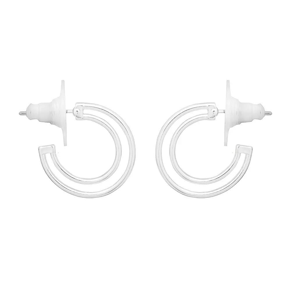 LC Lauren Conrad Silver Tone Openwork Hoop Earrings, Women's, None Product Image