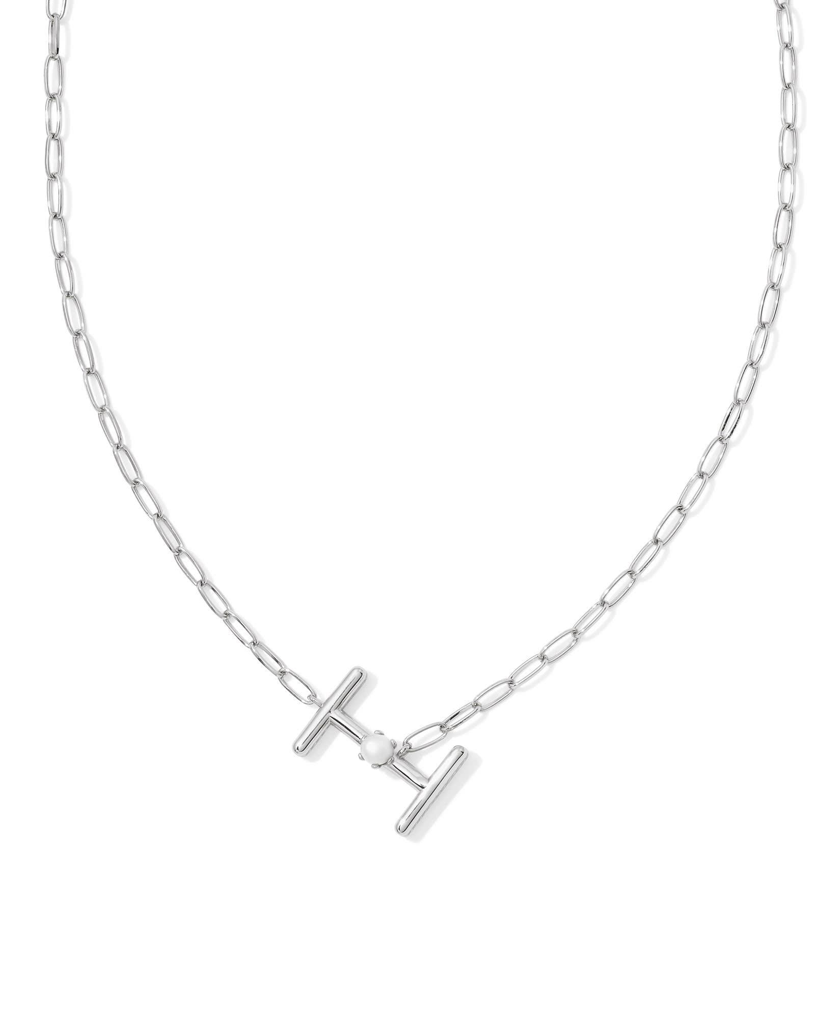 Pearl Silver Letter X Short Pendant Necklace in Freshwater Cultured Pearl Product Image