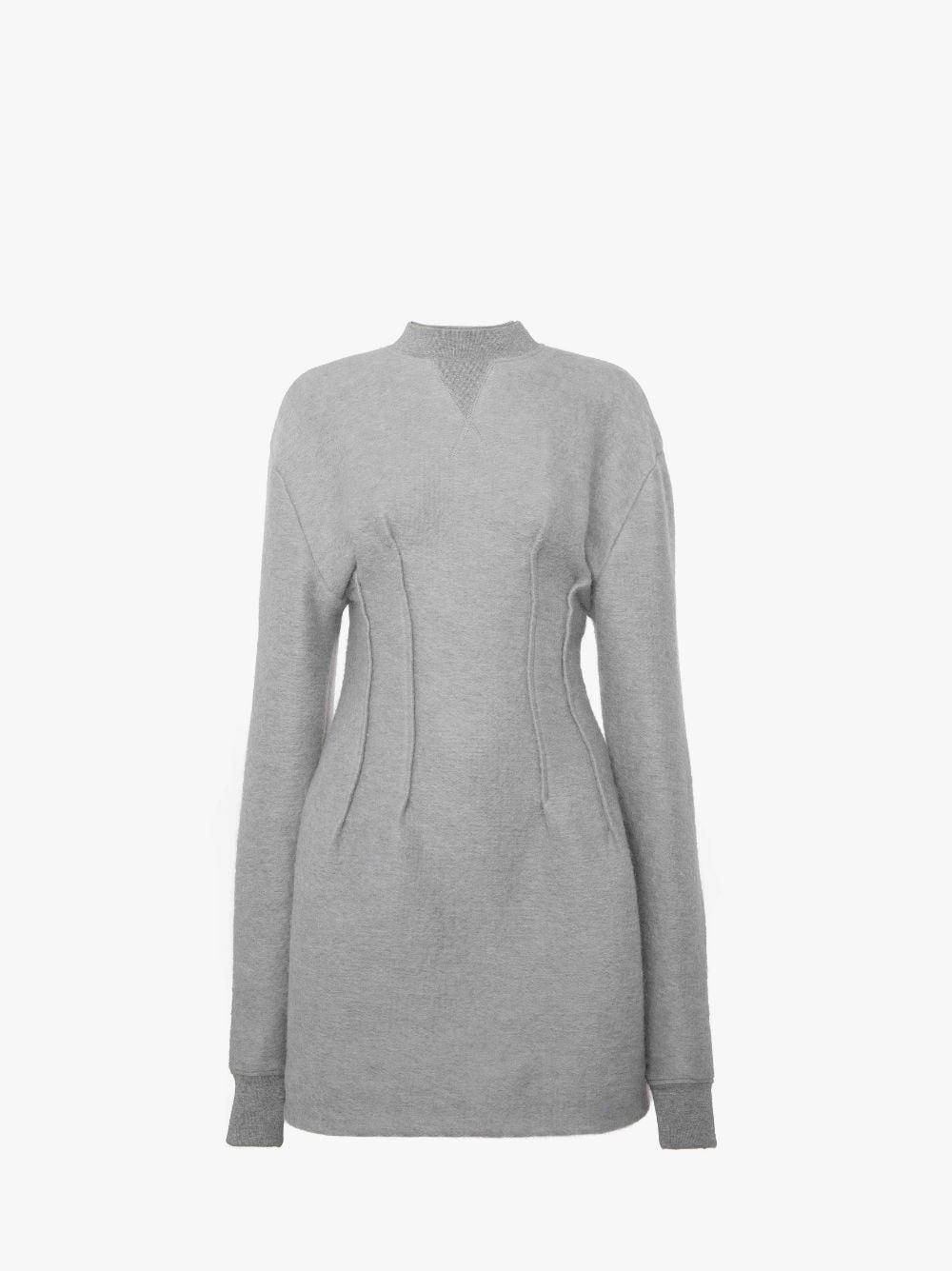 TEXTURED LONG SLEEVE HOURGLASS DRESS in grey | JW Anderson US  Product Image