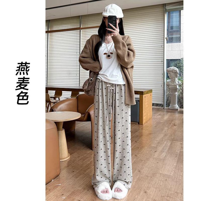 Maternity Bow Print Wide Leg Pants Product Image