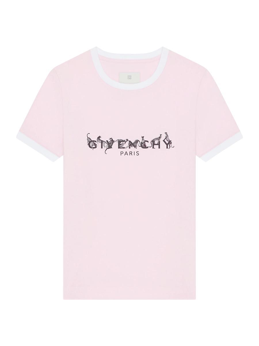 Womens Paris Slim Fit T-Shirt with Leopard Print Product Image