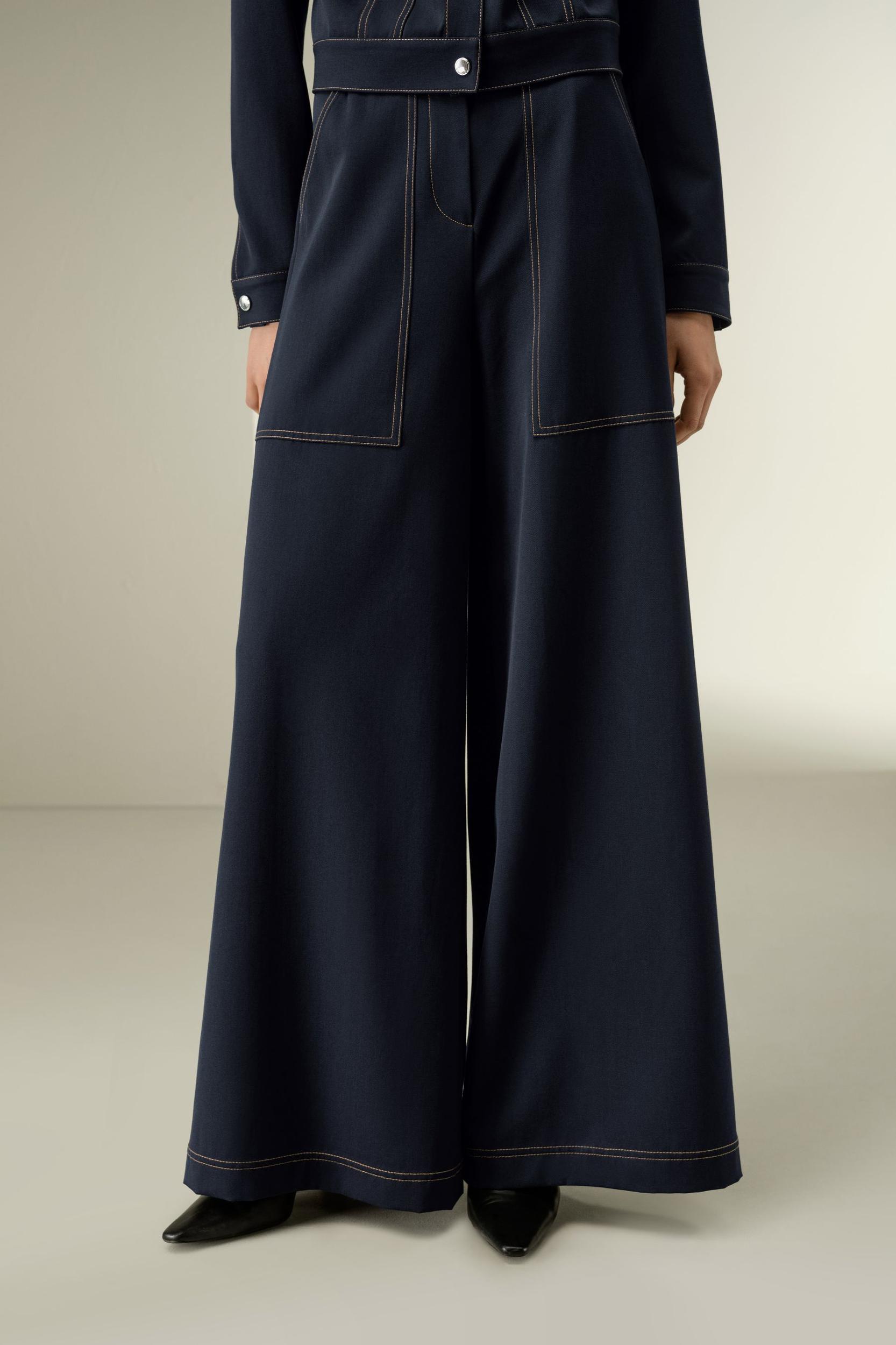 Denim-Inspired Wide Leg Wool Pants Product Image