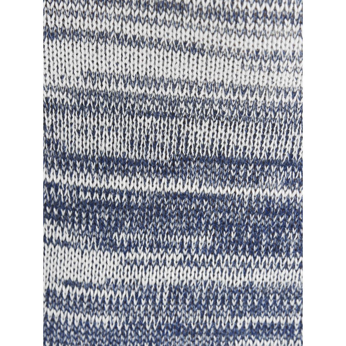 Plus Size Ombre Contrast Mixed Yarn Knit Split Hem Knit Top Indigo Women Casual Loose Long Sleeve Dailywear Pullovers BloomChic 14-16/1X Product Image