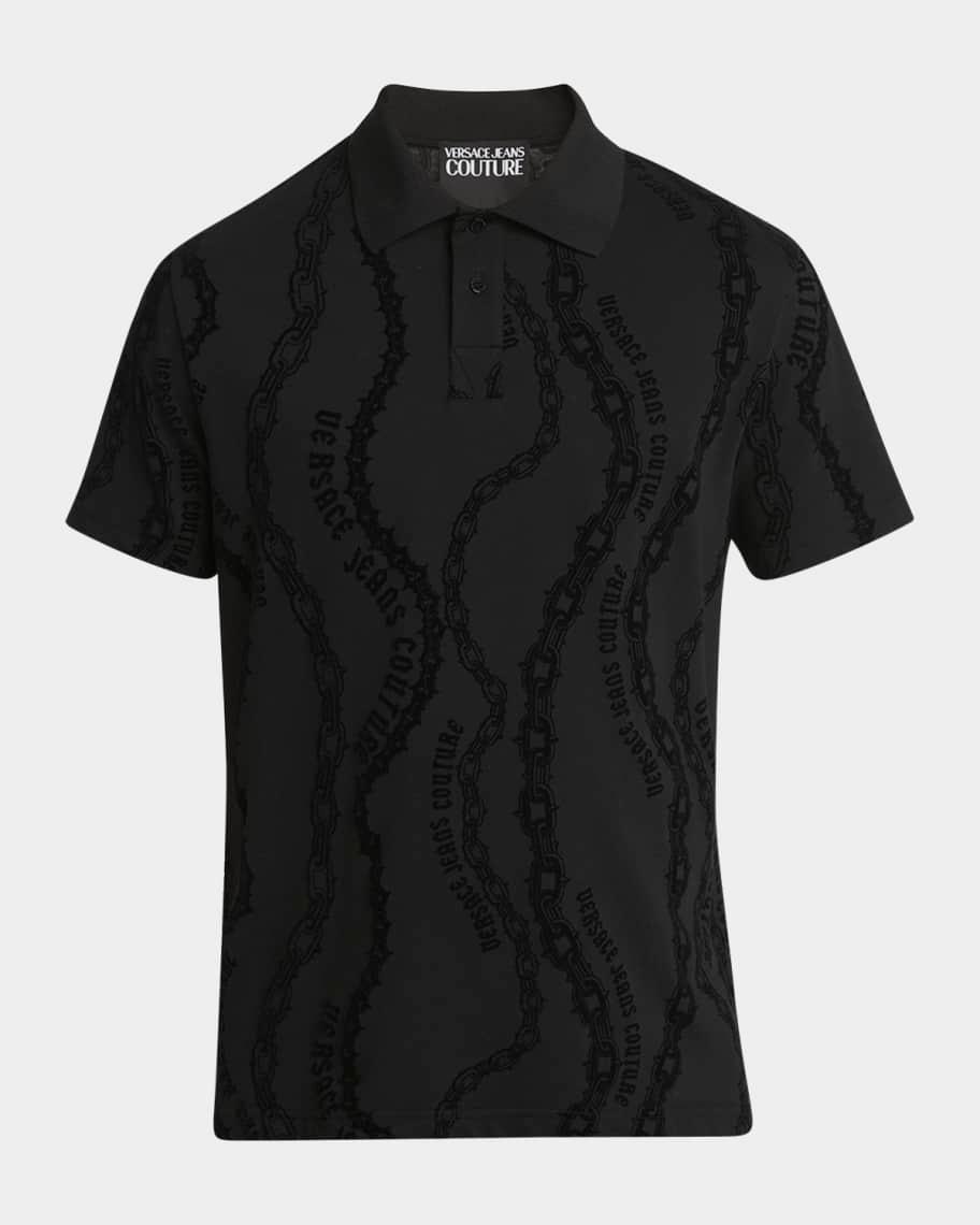Mens Chain-Link Logo Cotton Polo Shirt Product Image