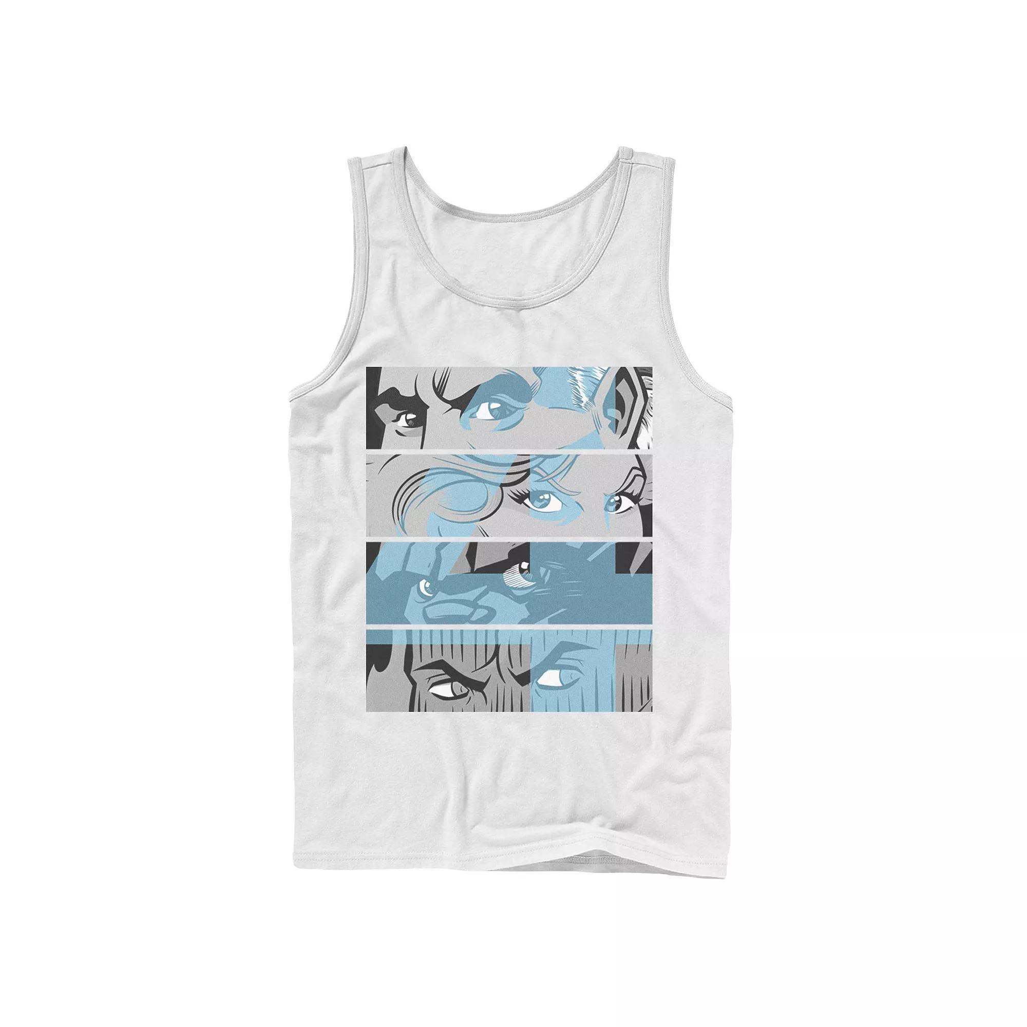Men's Marvel Fantastic Four Group Shot Eyes Panel Tank Top, Size: Large, White Product Image