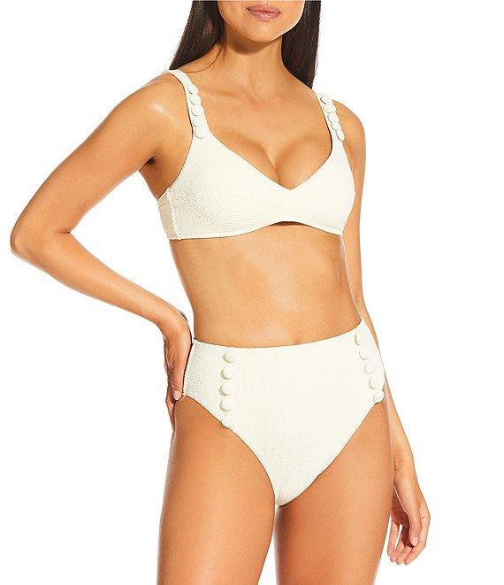 Antonio Melani x M.G. Style Amalfi Textured Covered Button Strap Bralette Swim Top Product Image