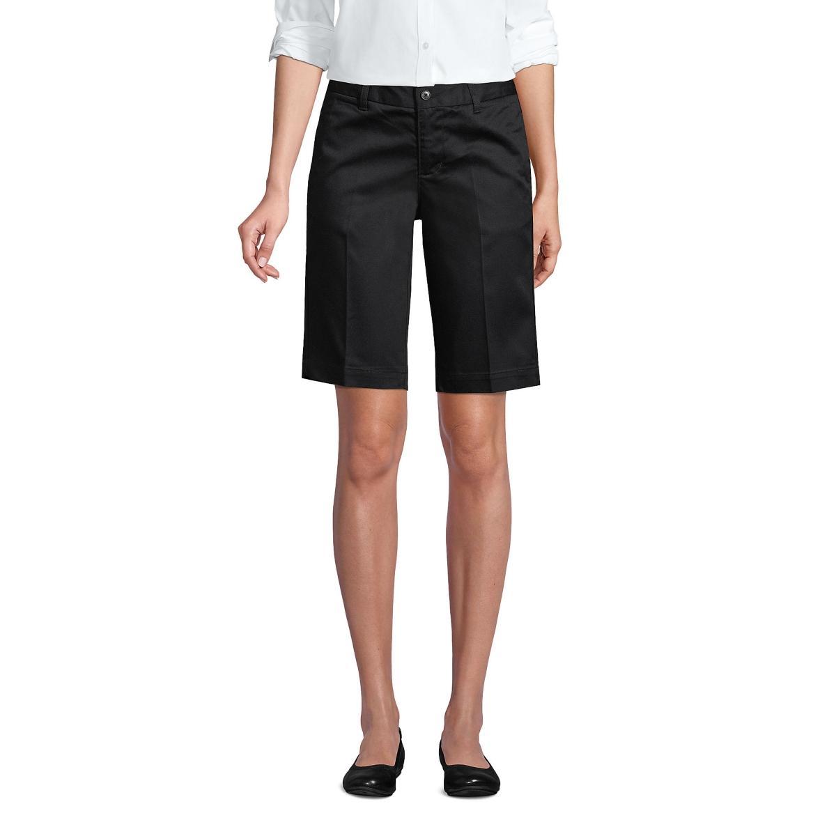 Plus Size Lands' End School Uniform Plain Front Blend Chino Shorts, Women's, Size: 22 W, Black Product Image