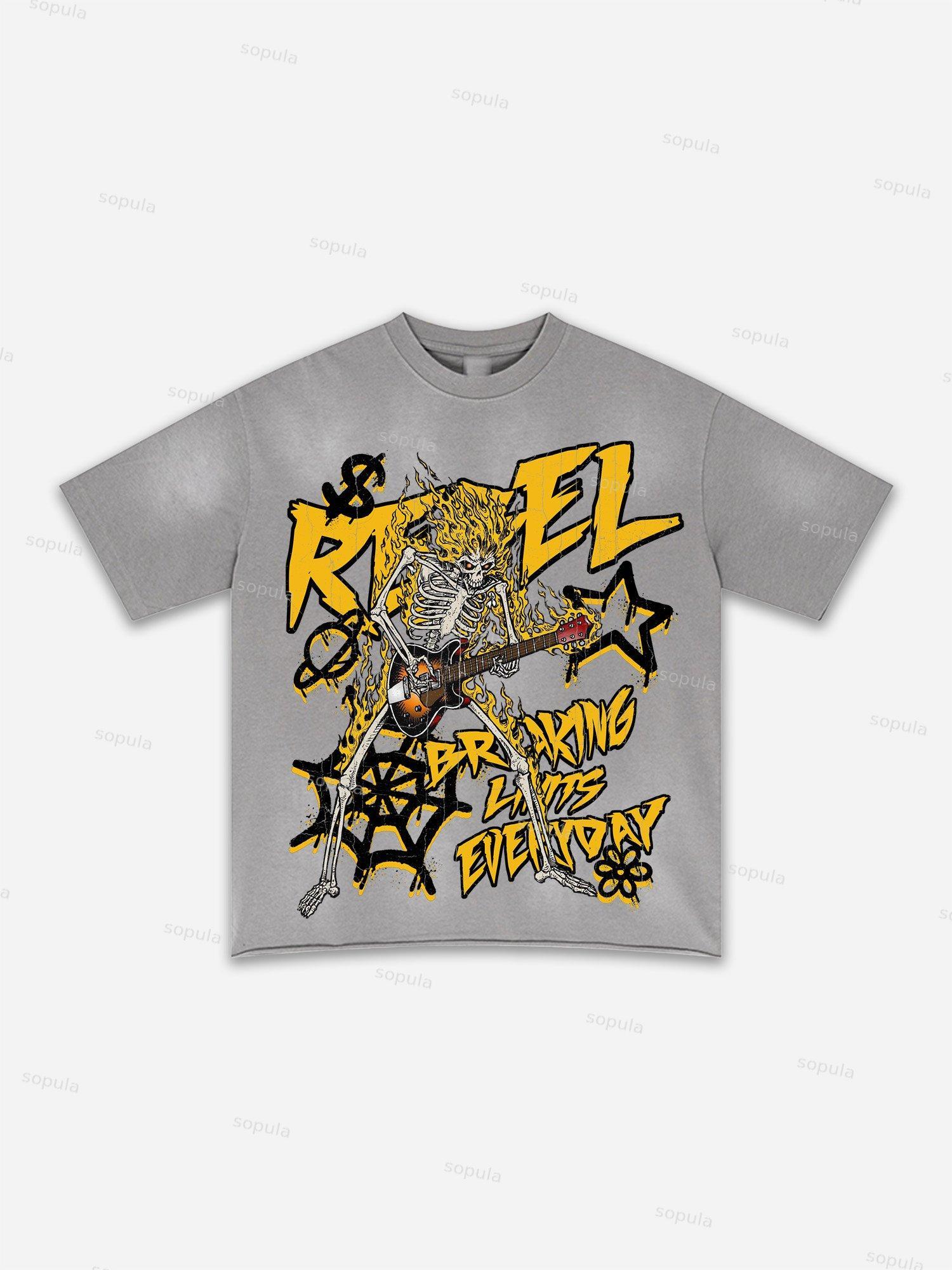 Lips Graphic Print Washed T-shirt Product Image