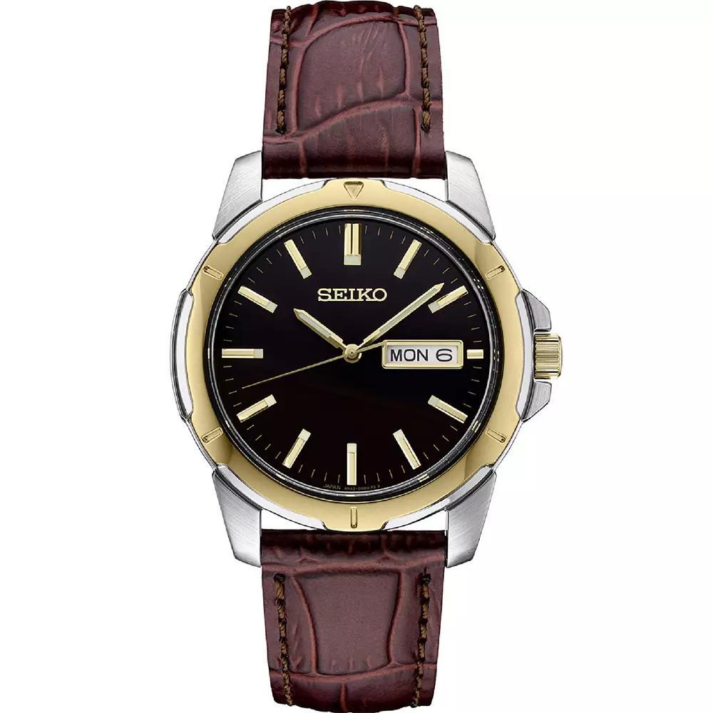 Seiko Mens Essential Two Tone Brown Leather Strap Watch -SUR360 Product Image