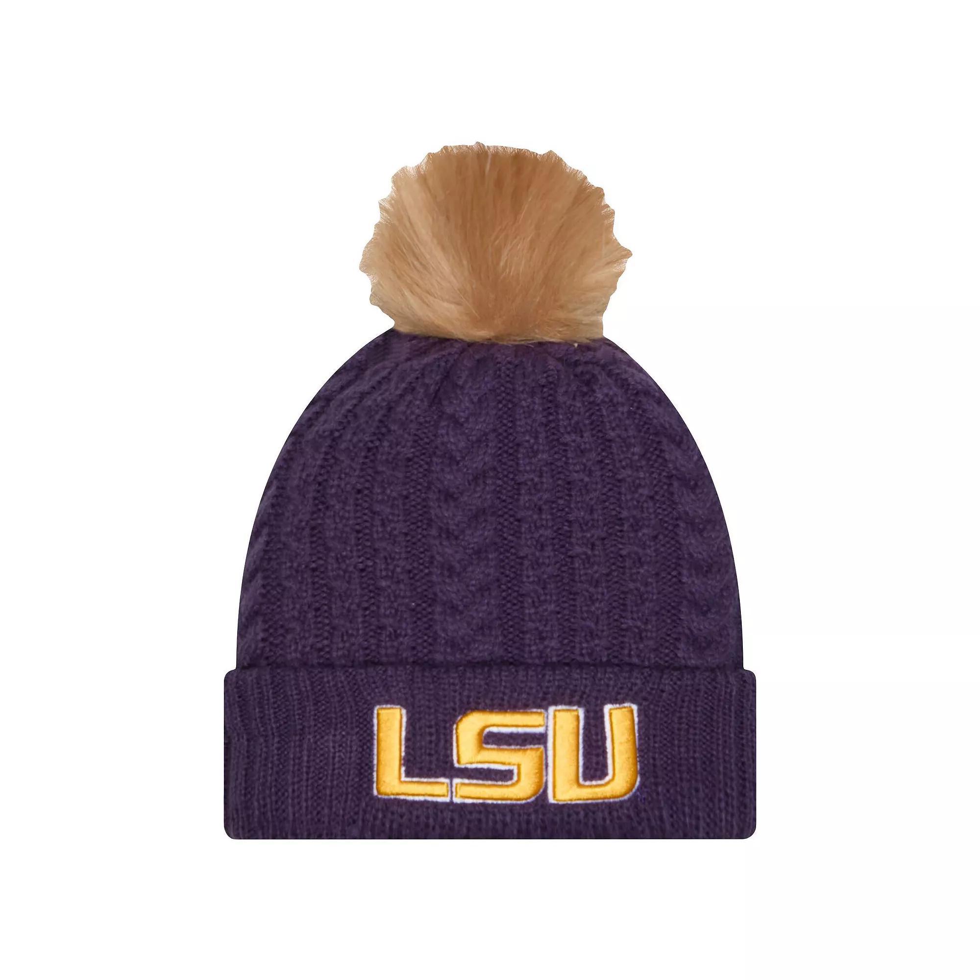 Women's New Era  Purple LSU Tigers Luxury��Cuffed Knit Hat with Pom Product Image