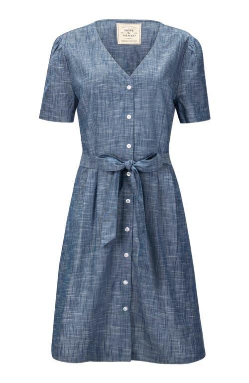Hope & Henry Women's Organic Button Front Chambray Dress in Blue Chambray at Nordstrom, Size 6 Product Image