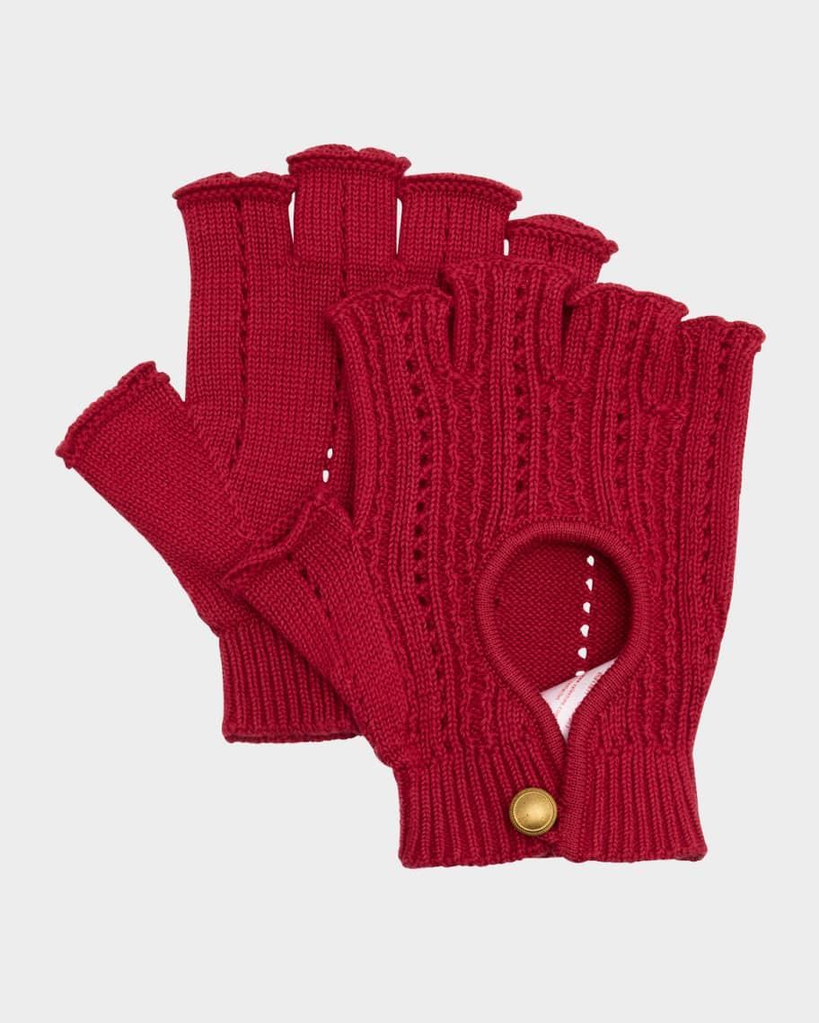 Mens Cotton Knit Fingerless Gloves Product Image