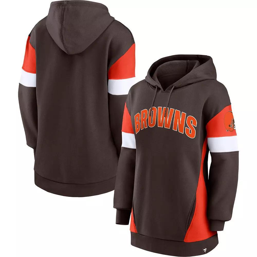 Women's Fanatics Branded Brown/Orange Cleveland Browns Lock It Down Pullover Hoodie, Size: 3XL Product Image