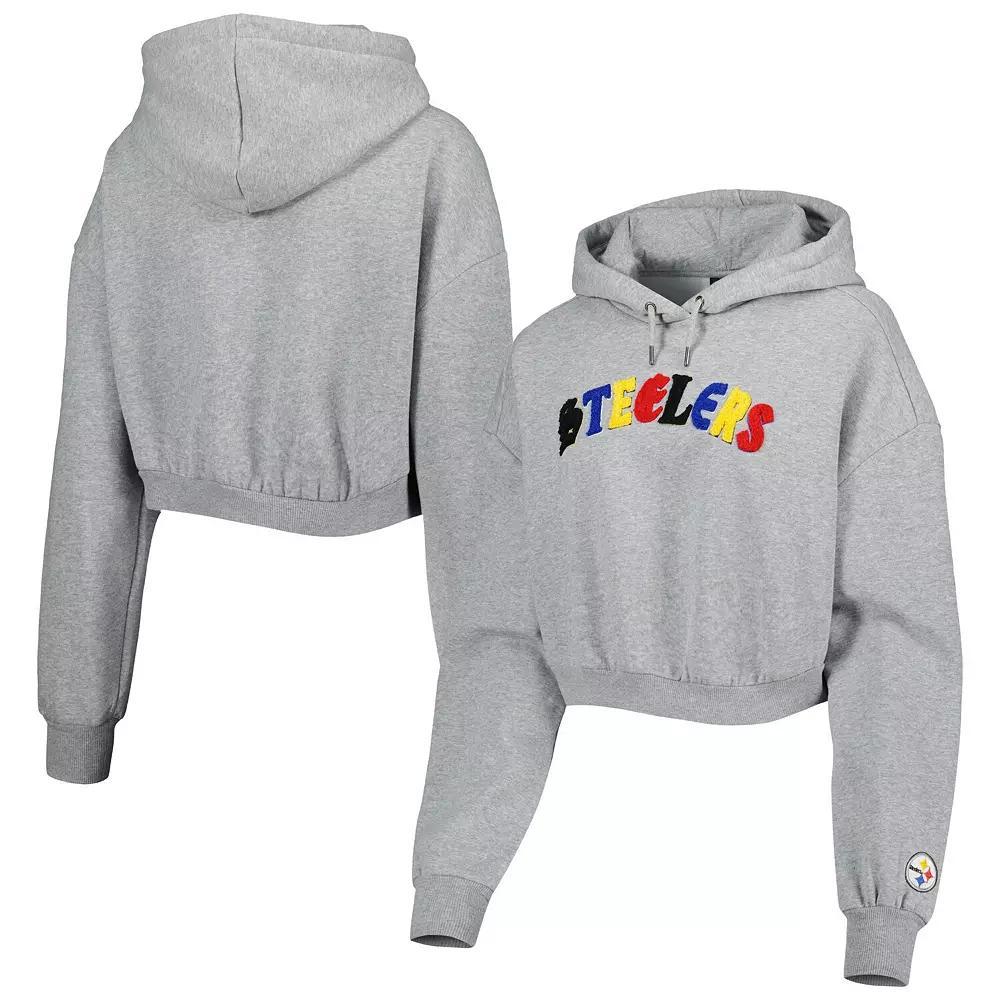 Womens The Wild Collective Gray Pittsburgh Steelers Cropped Pullover Hoodie Product Image