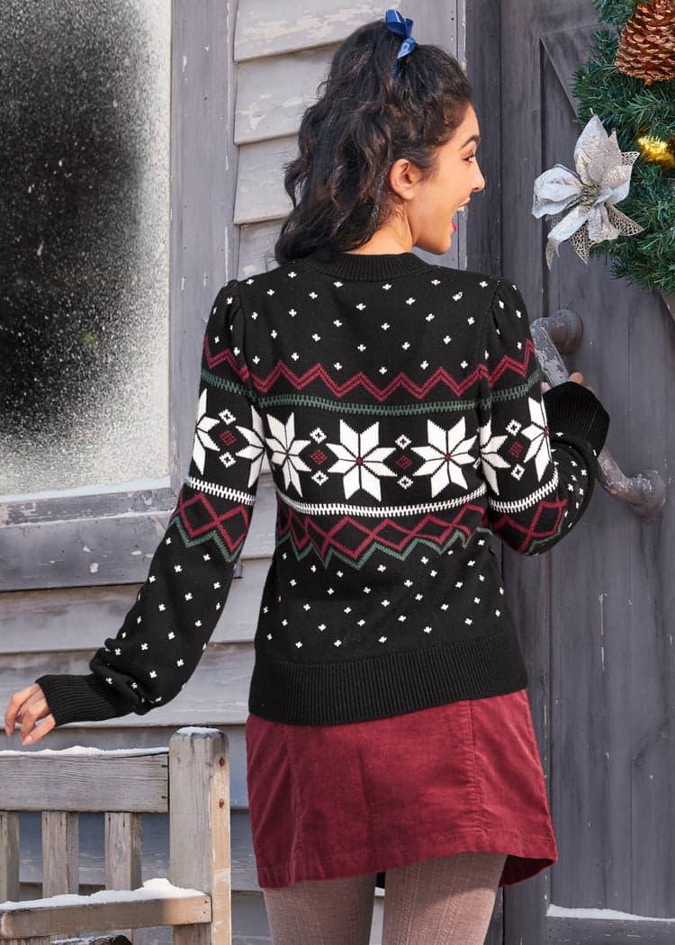 Whimsical Winter Puff Shoulder Sweater Product Image
