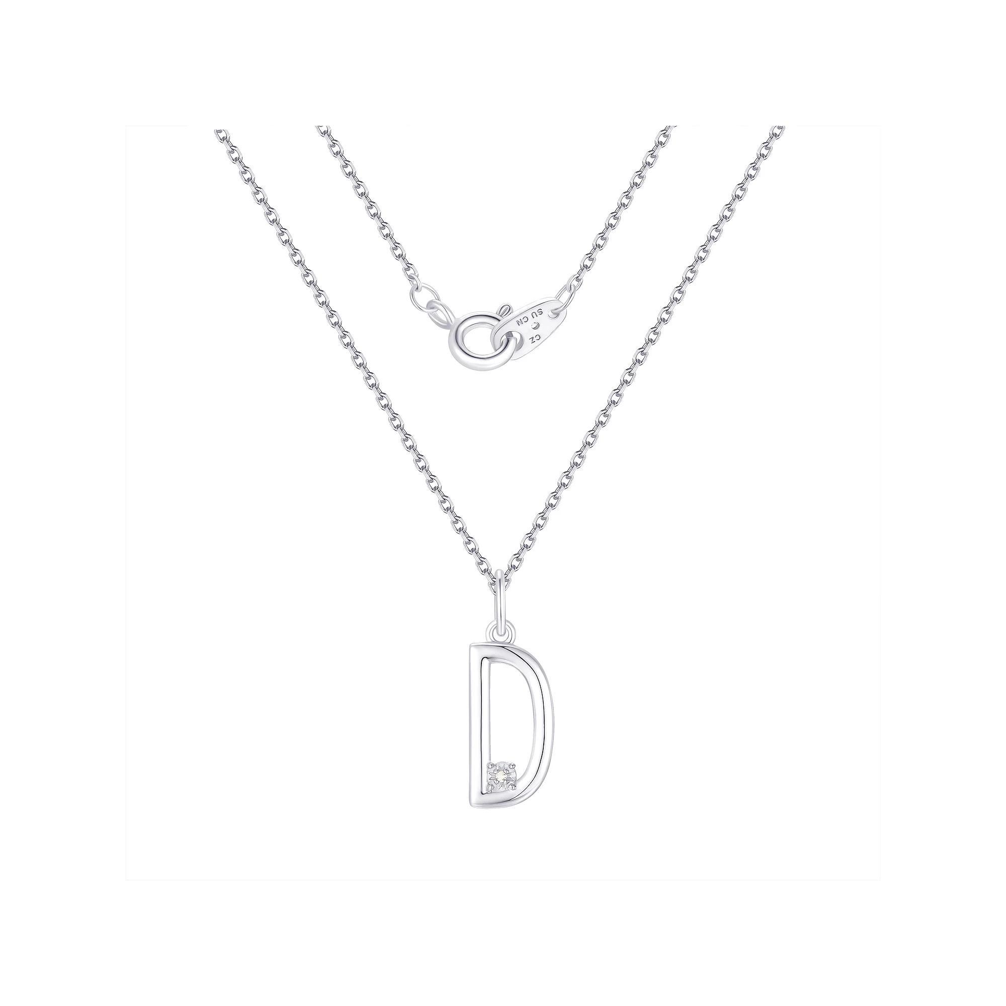 Forever Radiant Diamond Accent Initial Pendant Necklace, Women's, Size: 18", Silver Tone D Product Image