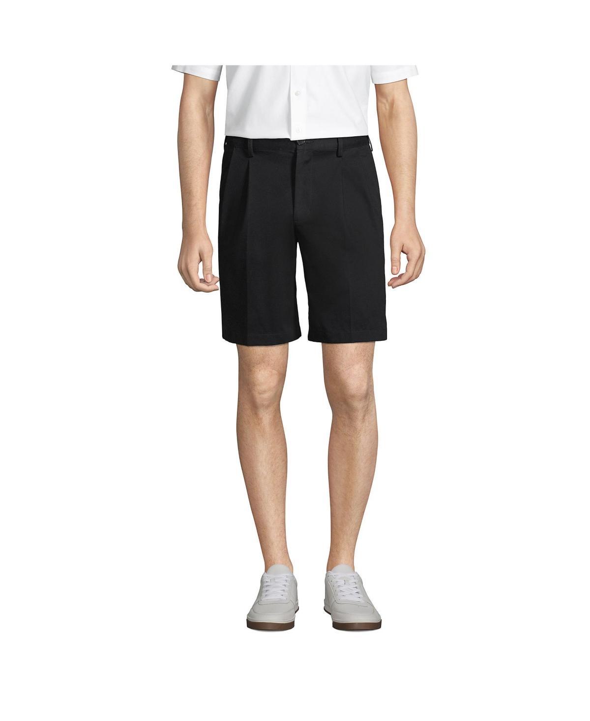 Men's Lands' End Comfort Waist 9-inch No-Iron Pleated Chino Shorts, Size: 37, Radiant Blue Product Image