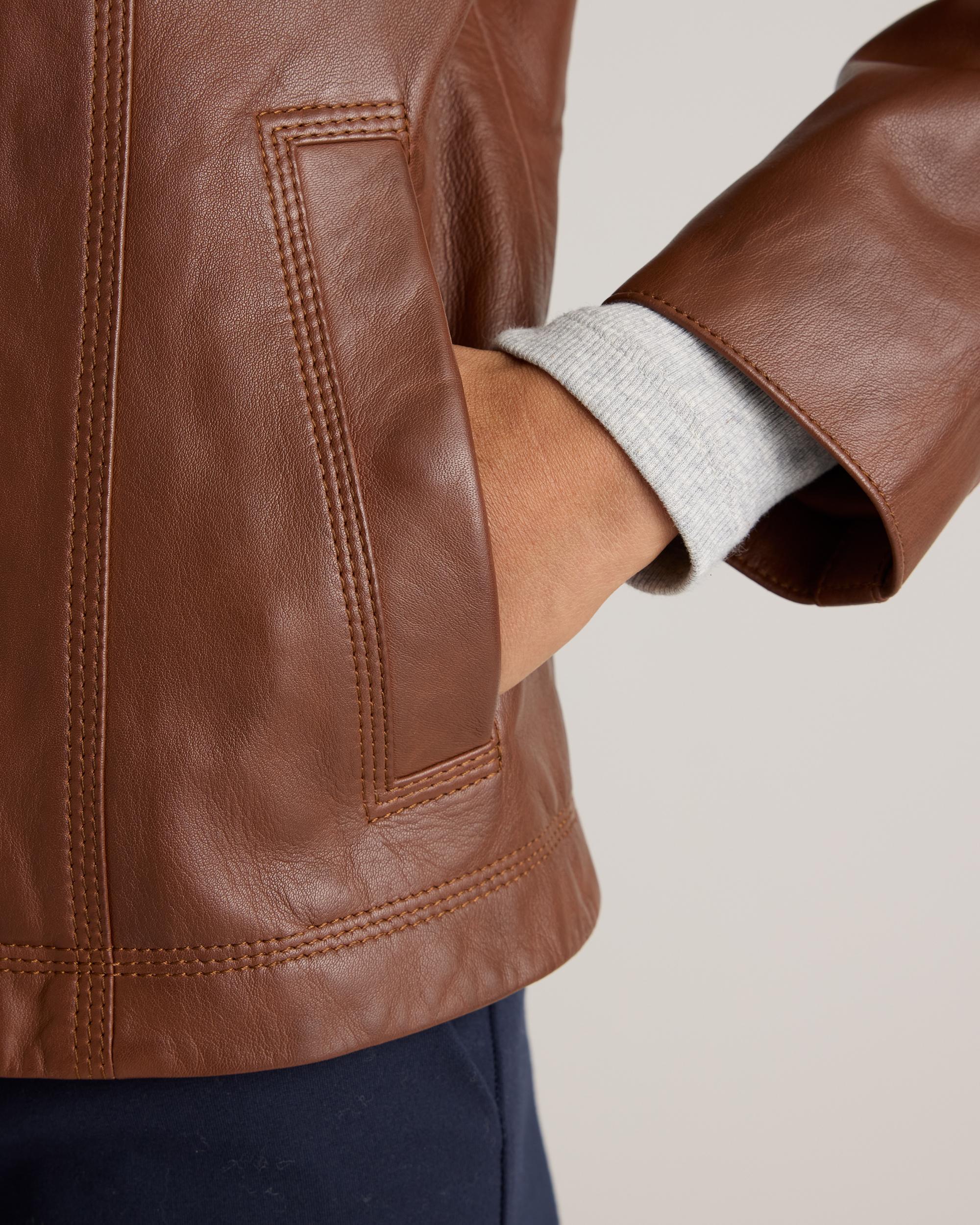 Quince | Women's Stand-Collar Jacket Size XS, Leather Product Image