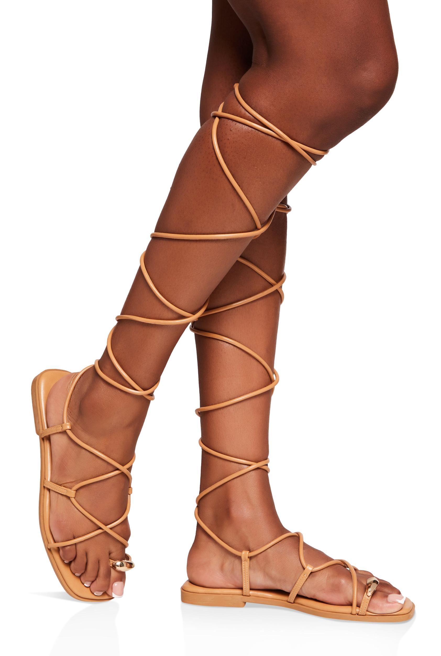 Womens Toe Loop Strappy Gladiator Sandals Product Image