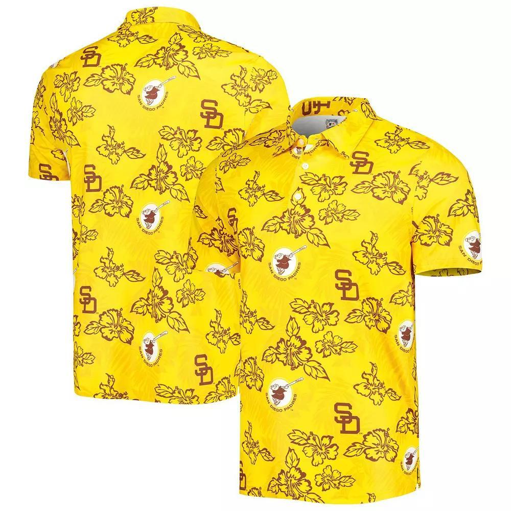 Men's Reyn Spooner Gold San Diego Padres Cooperstown Collection Puamana Print Polo, Size: Large Product Image