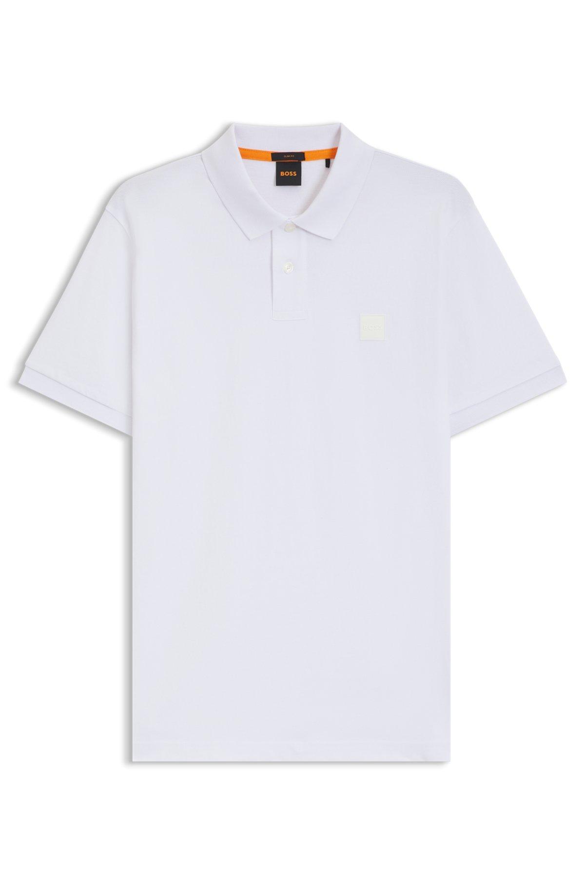 BOSS - Extra-slim-fit stretch-cotton shirt with logo tape - White Product Image