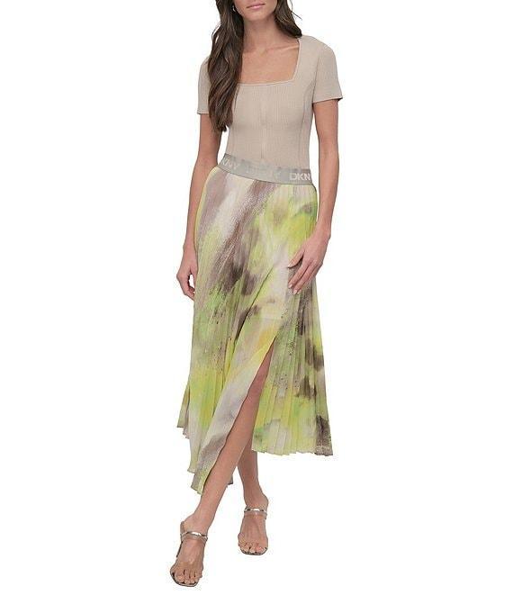 DKNY by Donna Karan Chiffon Asymmetric Pleated Midi Skirt Product Image