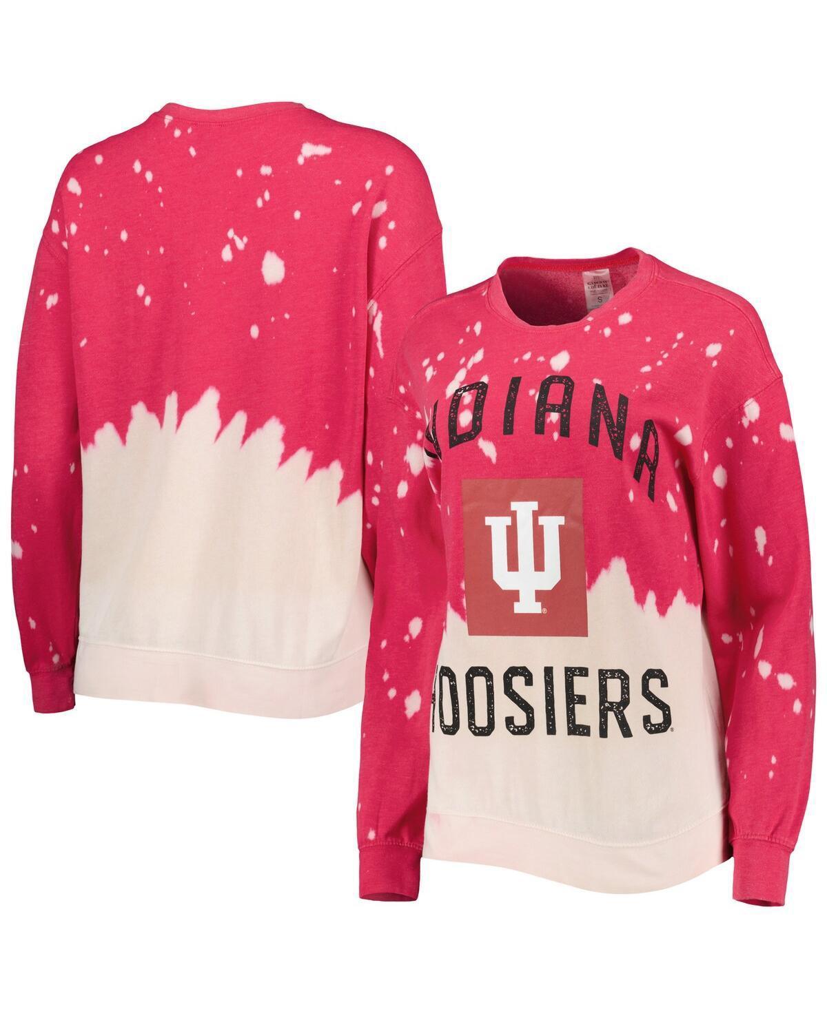 Women's Gameday Couture Crimson Indiana Hoosiers Twice As Nice Faded Dip-Dye Pullover Long Sleeve Top, Size: Small, Red Product Image