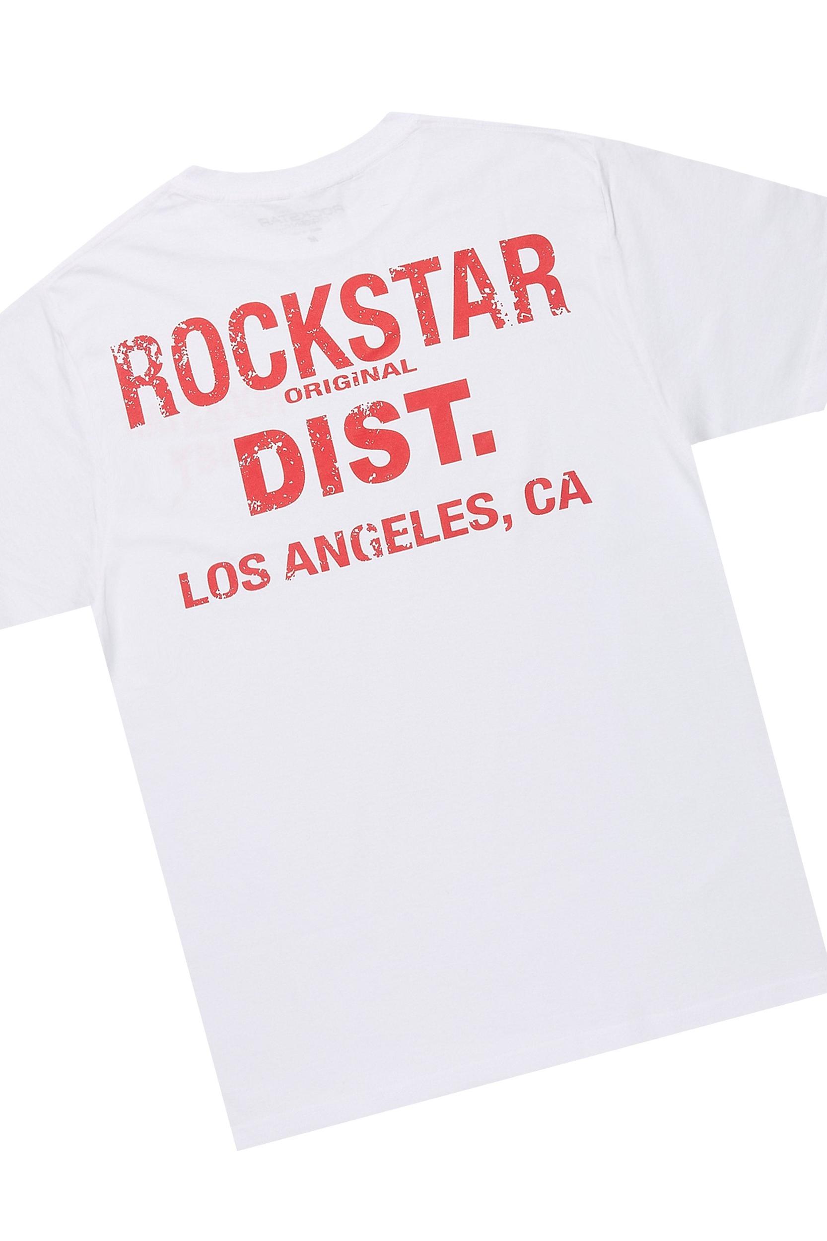 Sley White/Red T-Shirt/Stacked Flare Jean Set Male Product Image