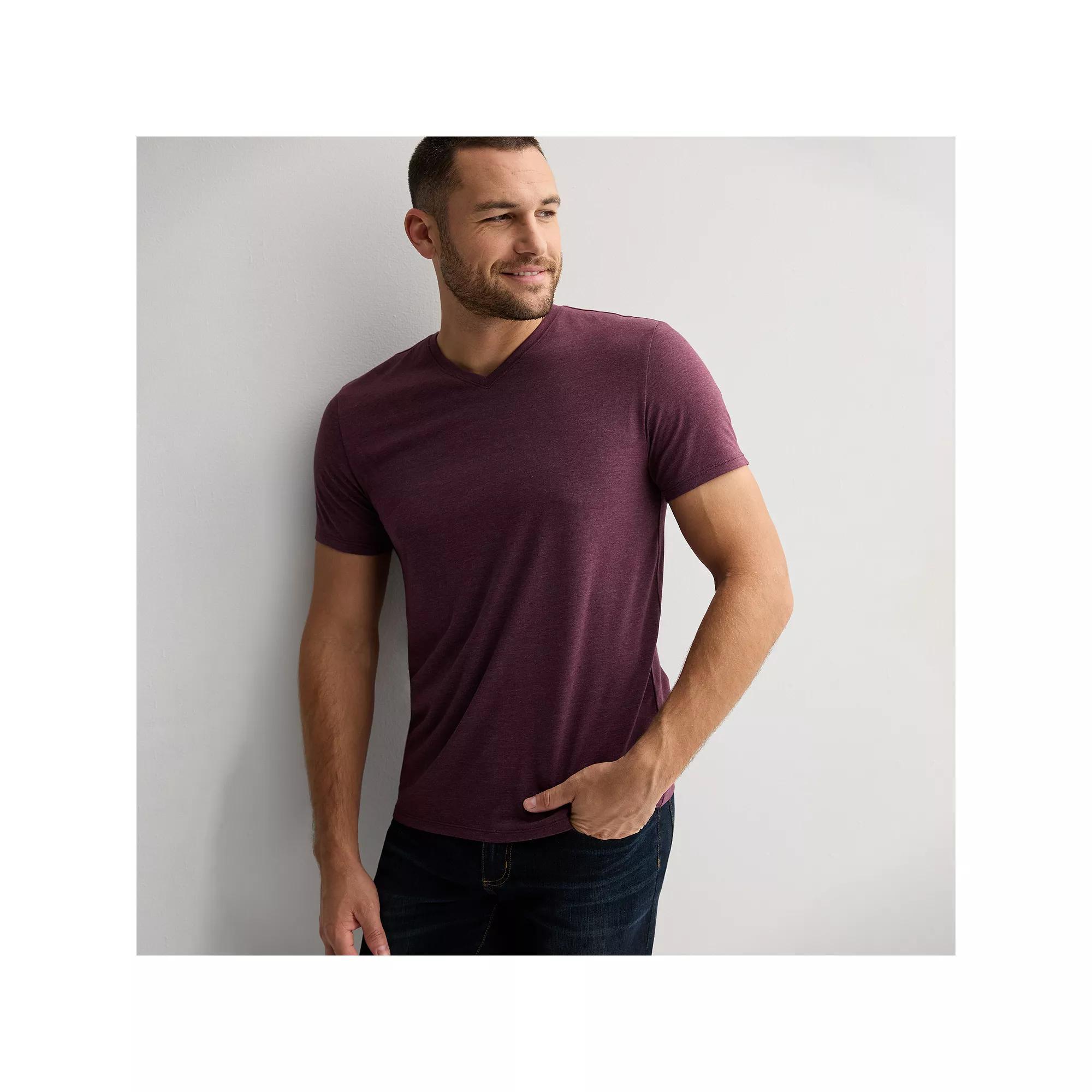 Men's Apt. 9® Premier Flex Short Sleeve V-Neck Tee, Size: Large, Winetasting Product Image