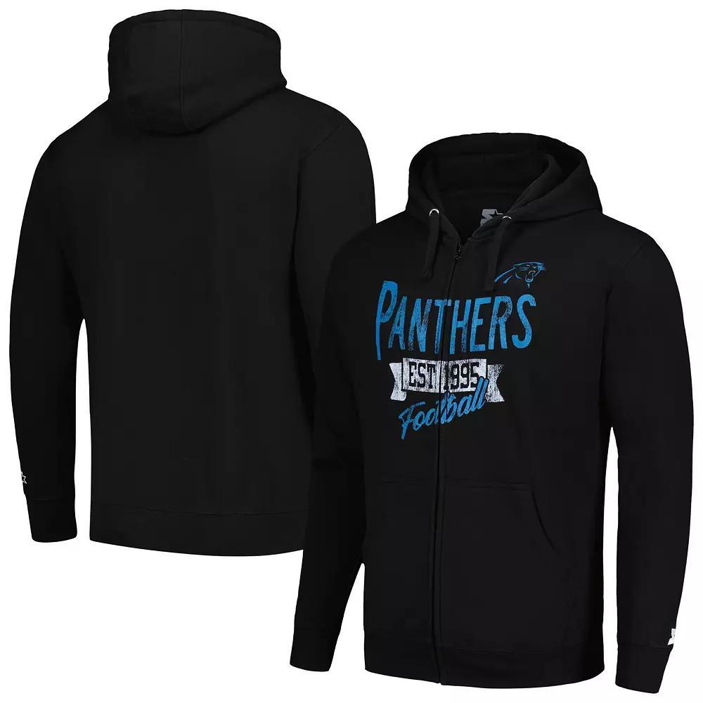 Men's Starter Black Carolina Panthers Domestic Post Season Full-Zip Hoodie, Size: Medium Product Image