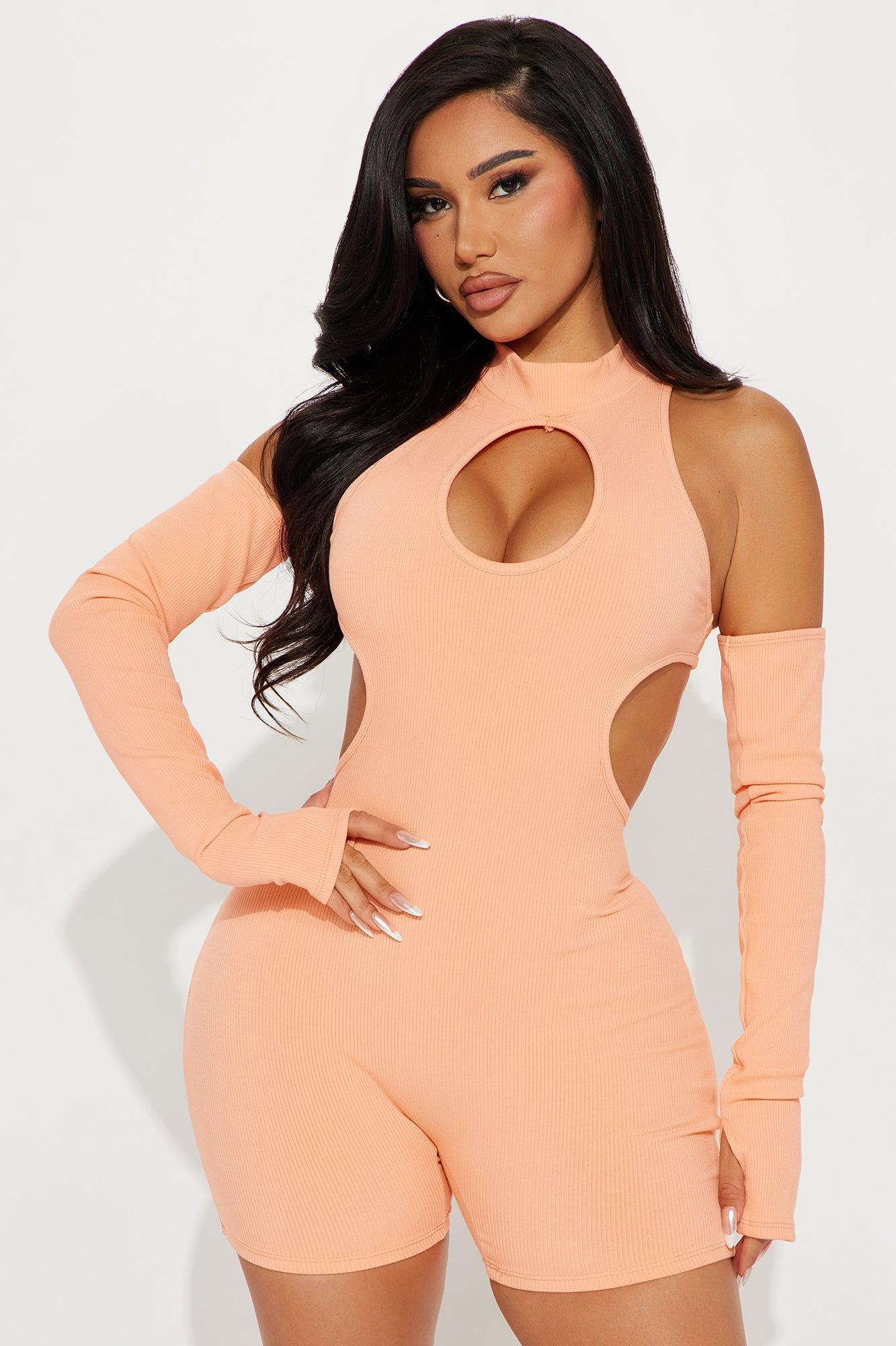 Nia Snatched Romper - Coral Product Image