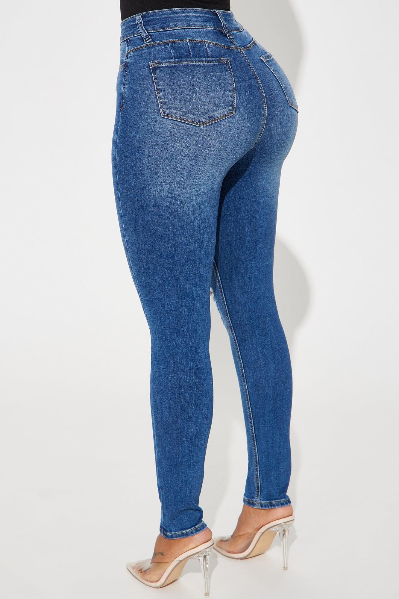Bea Ripped Booty Lifter Skinny Jeans - Medium Wash Product Image
