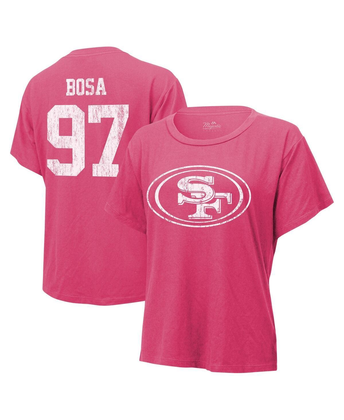 Women's Majestic Threads Nick Bosa Pink San Francisco 49ers Name & Number T-Shirt, Size: Small Product Image