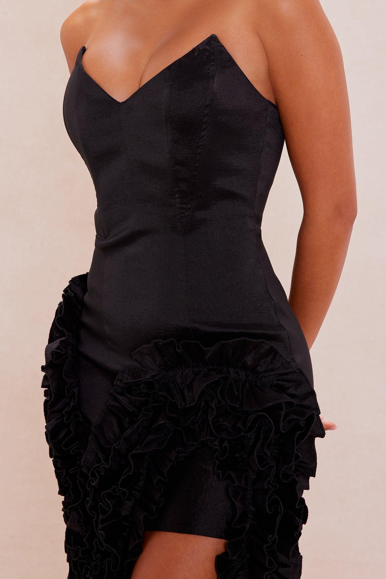 Lucia Ruffle Taffeta Gown - Black Product Image