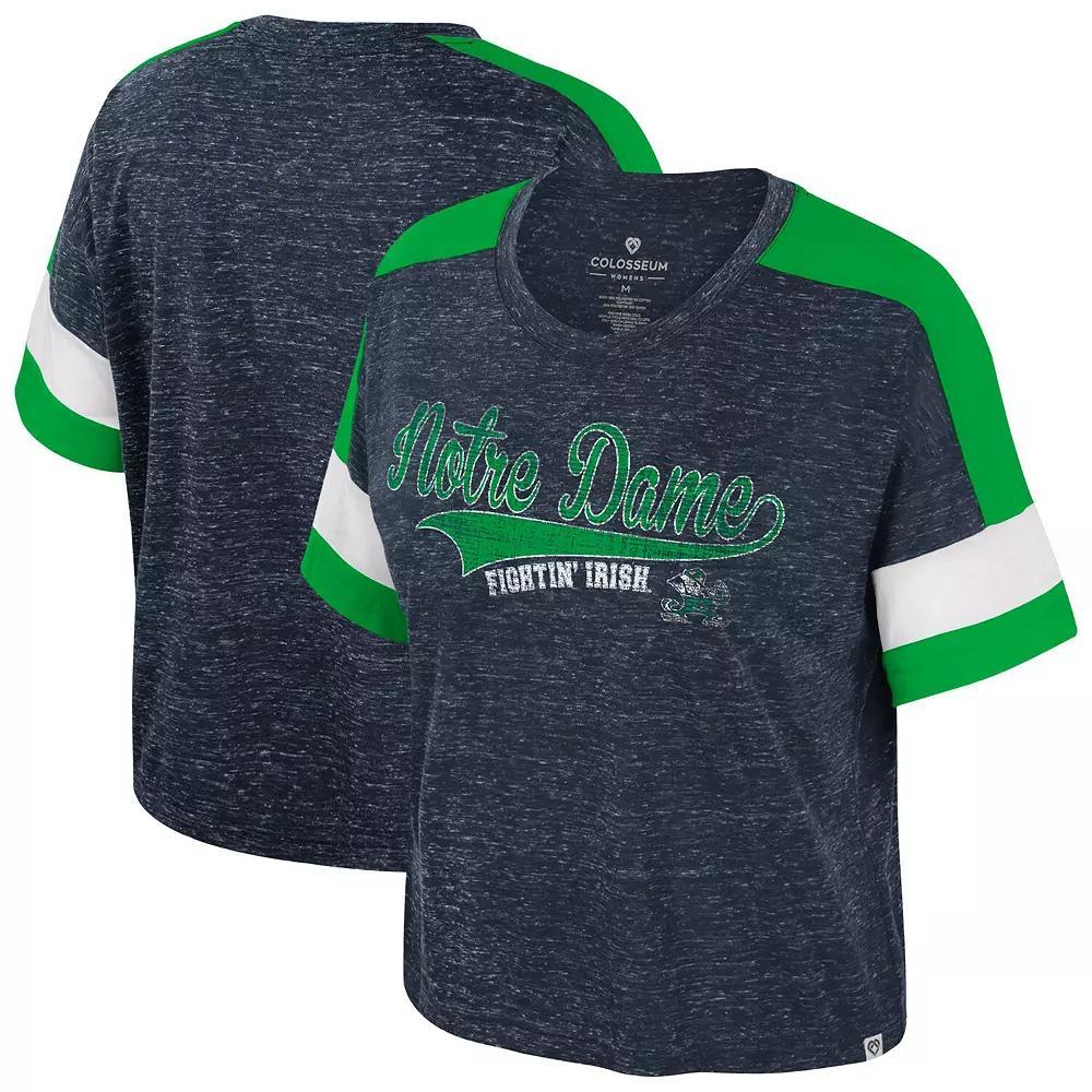 Women's Colosseum Navy Notre Dame Fighting Irish Color Block Scoop Neck T-Shirt, Size: Medium, Blue Product Image