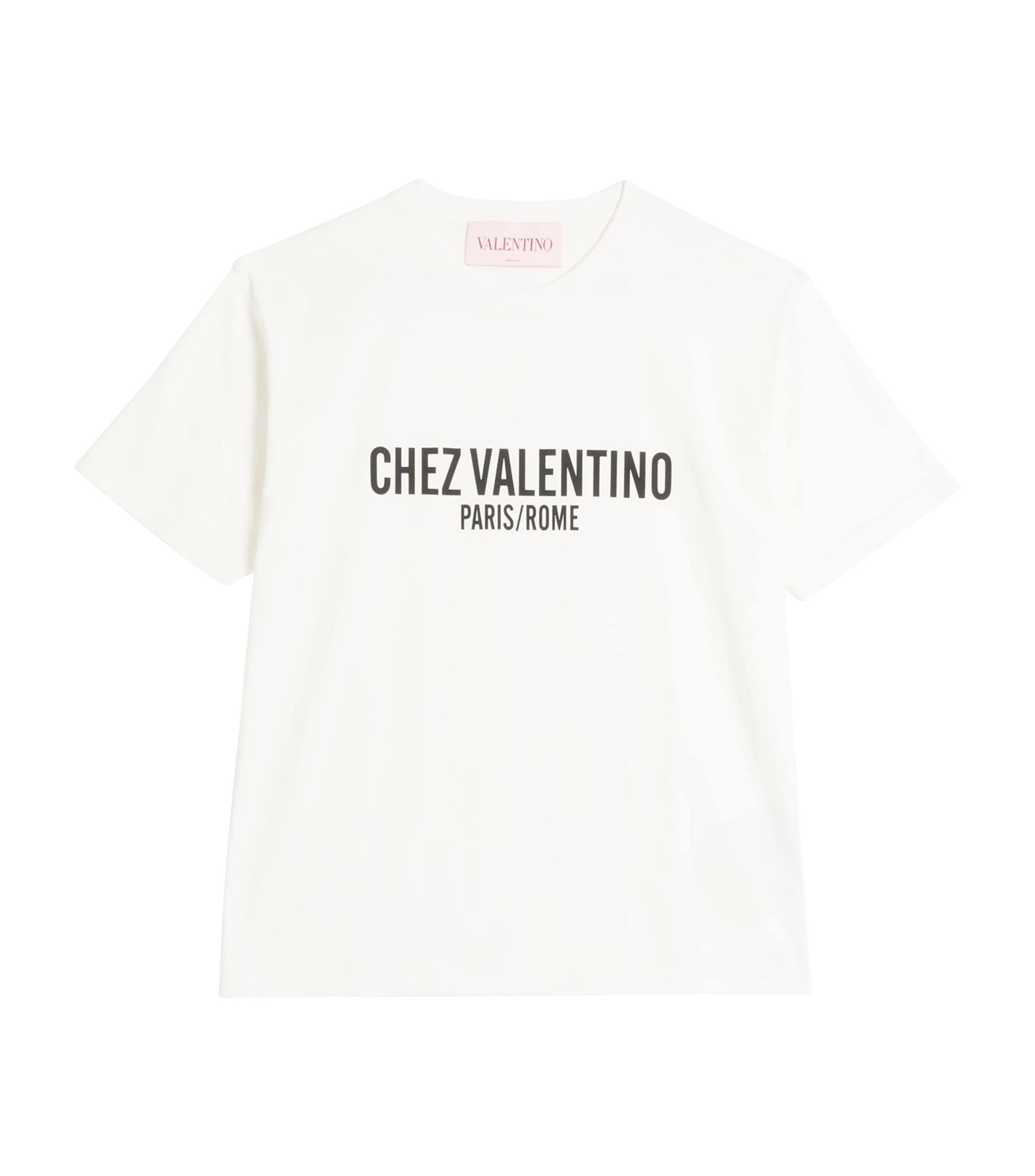 VALENTINO Cotton Crew Neck T-shirt With Graphic Print In White Product Image