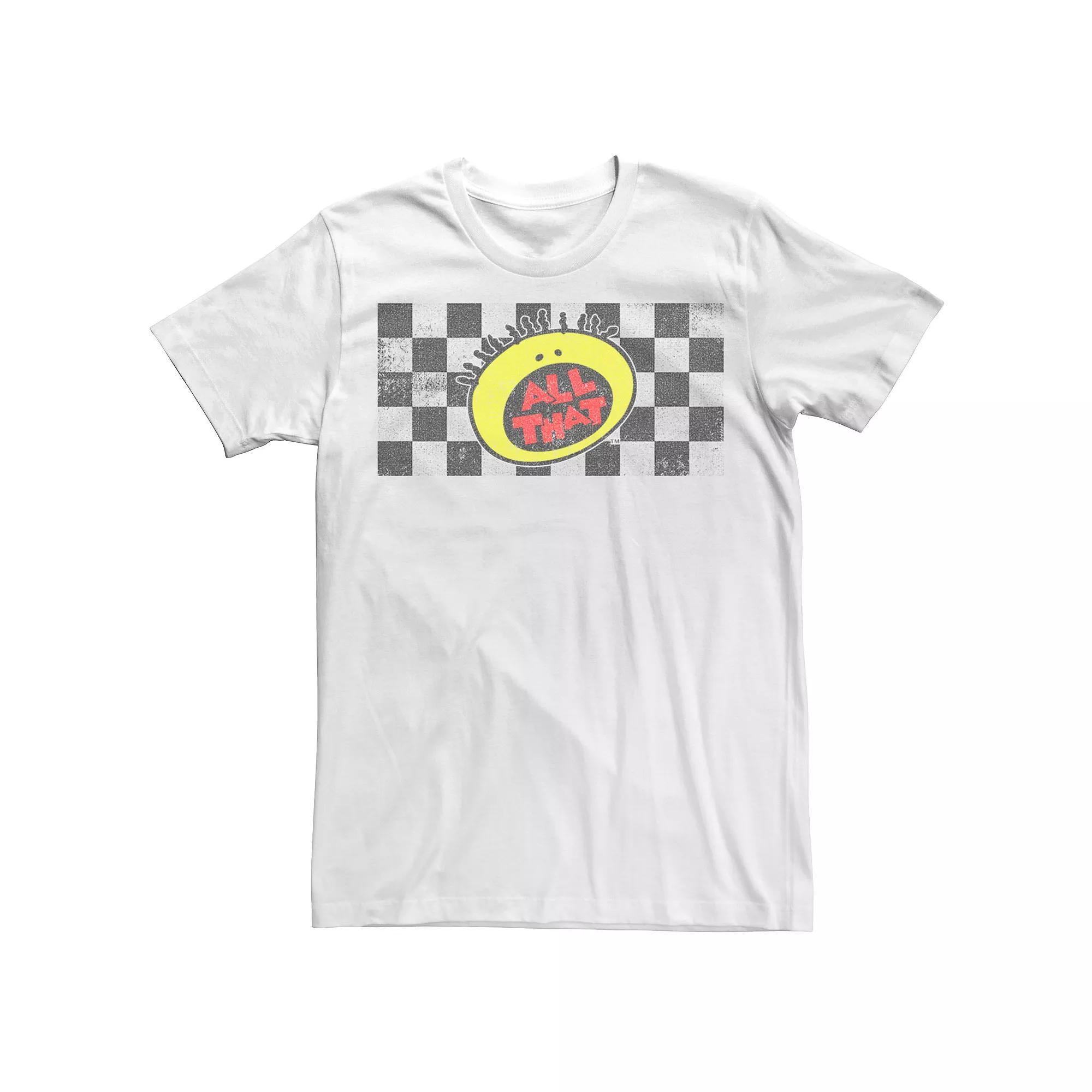 Men's Nickelodeon All That Classic Checkered Logo Tee, Size: 3XL, White Product Image